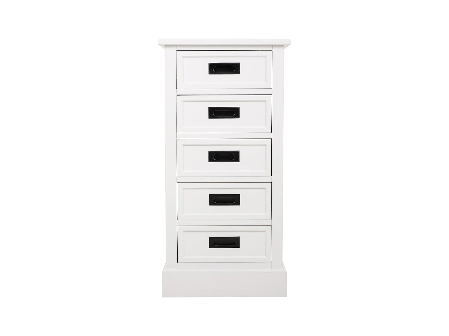 Commode artisanale en bois avec 5 tiroirs, blanc, 45 x 35 x 90 cm