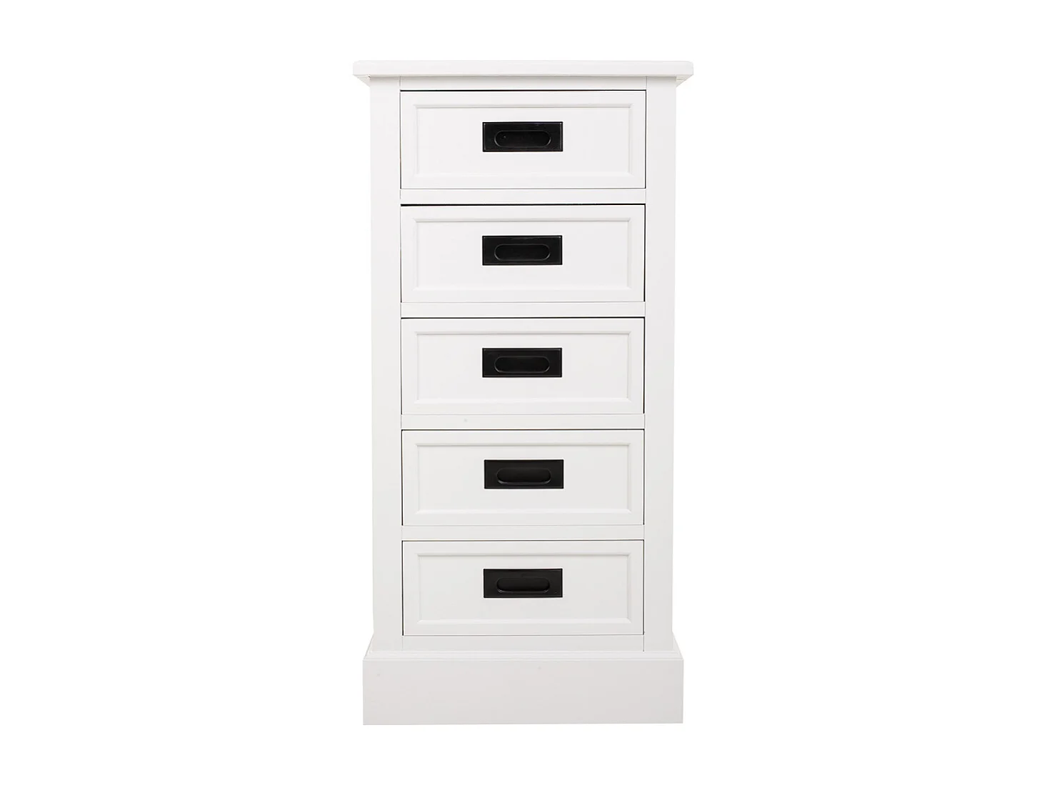 Cómoda em madeira artesanal com 5 gavetas, branca, 45x35x90 cm de altura