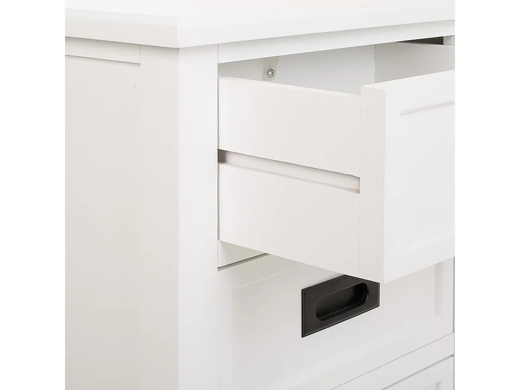 Cómoda em madeira artesanal com 5 gavetas, branca, 45x35x90 cm de altura