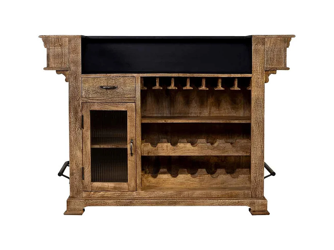Comptoir de bar en bois naturel 152x61x107