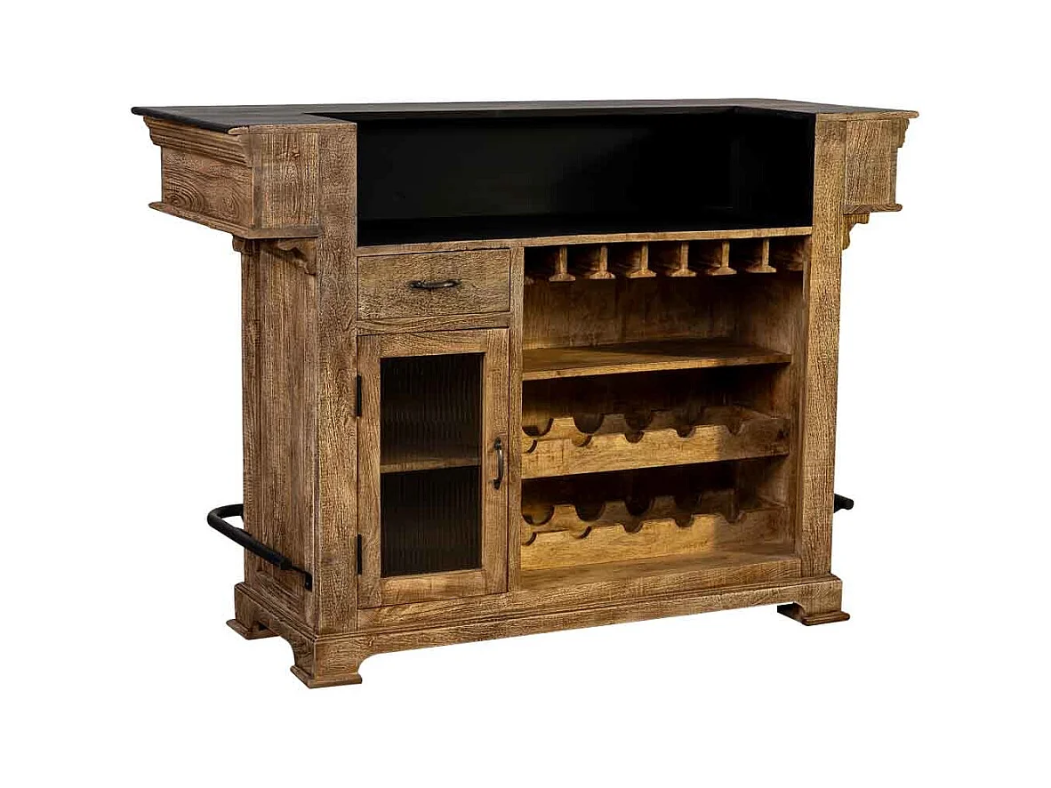 Comptoir de bar en bois naturel 152x61x107