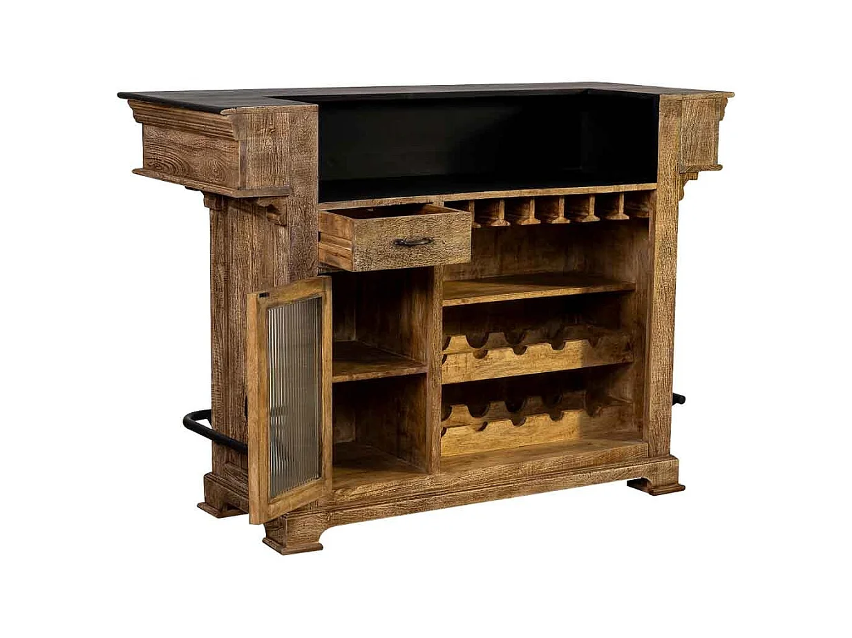 Comptoir de bar en bois naturel 152x61x107