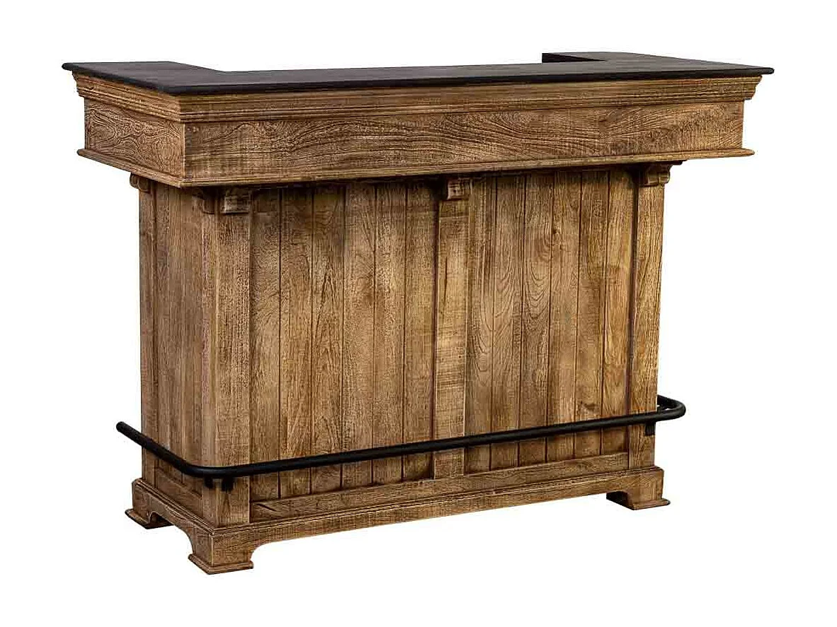 Barra de bar de madera natural 152x61x107