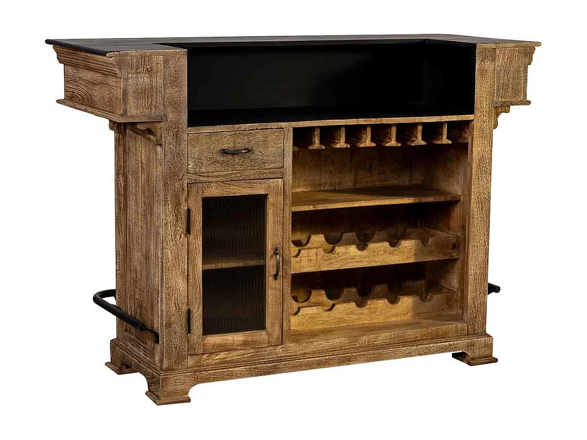 Comptoir de bar en bois naturel 152x61x107