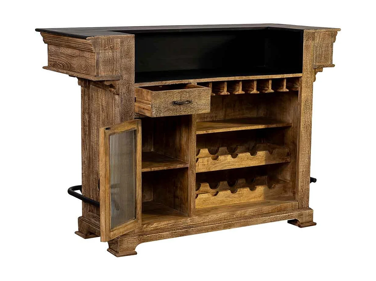 Comptoir de bar en bois naturel 152x61x107