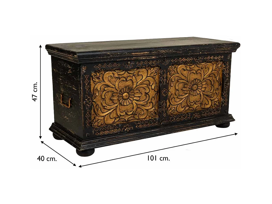 Baúl de Madera artesanal negro 101x40x47