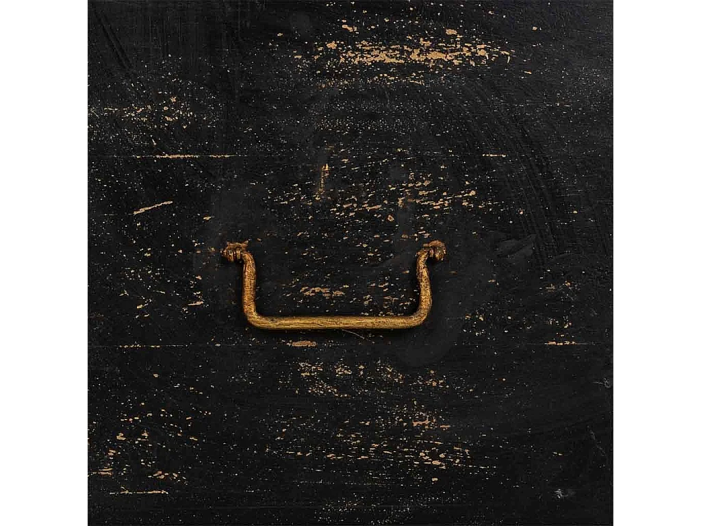 Coffre en bois artisanal noir 101x40x47 cm