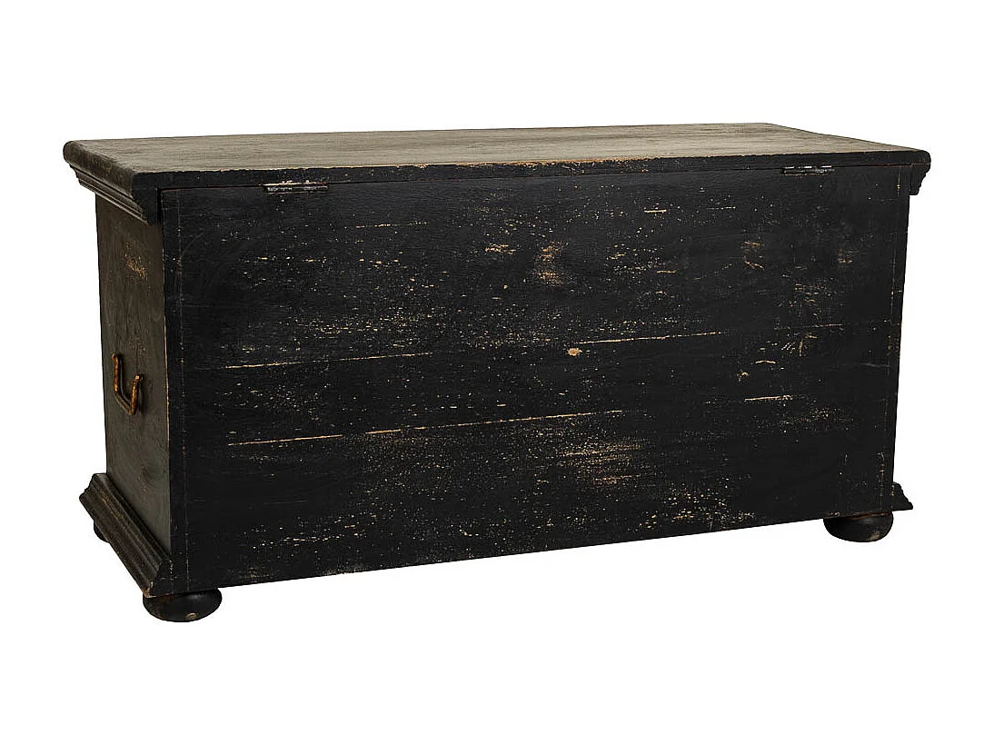 Coffre en bois artisanal noir 101x40x47 cm