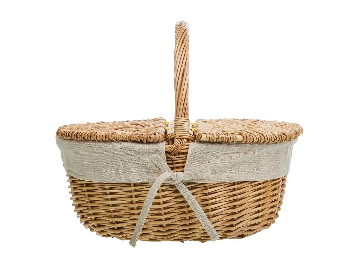 Cesto de vime castanho forrado 35x28x14,5/31