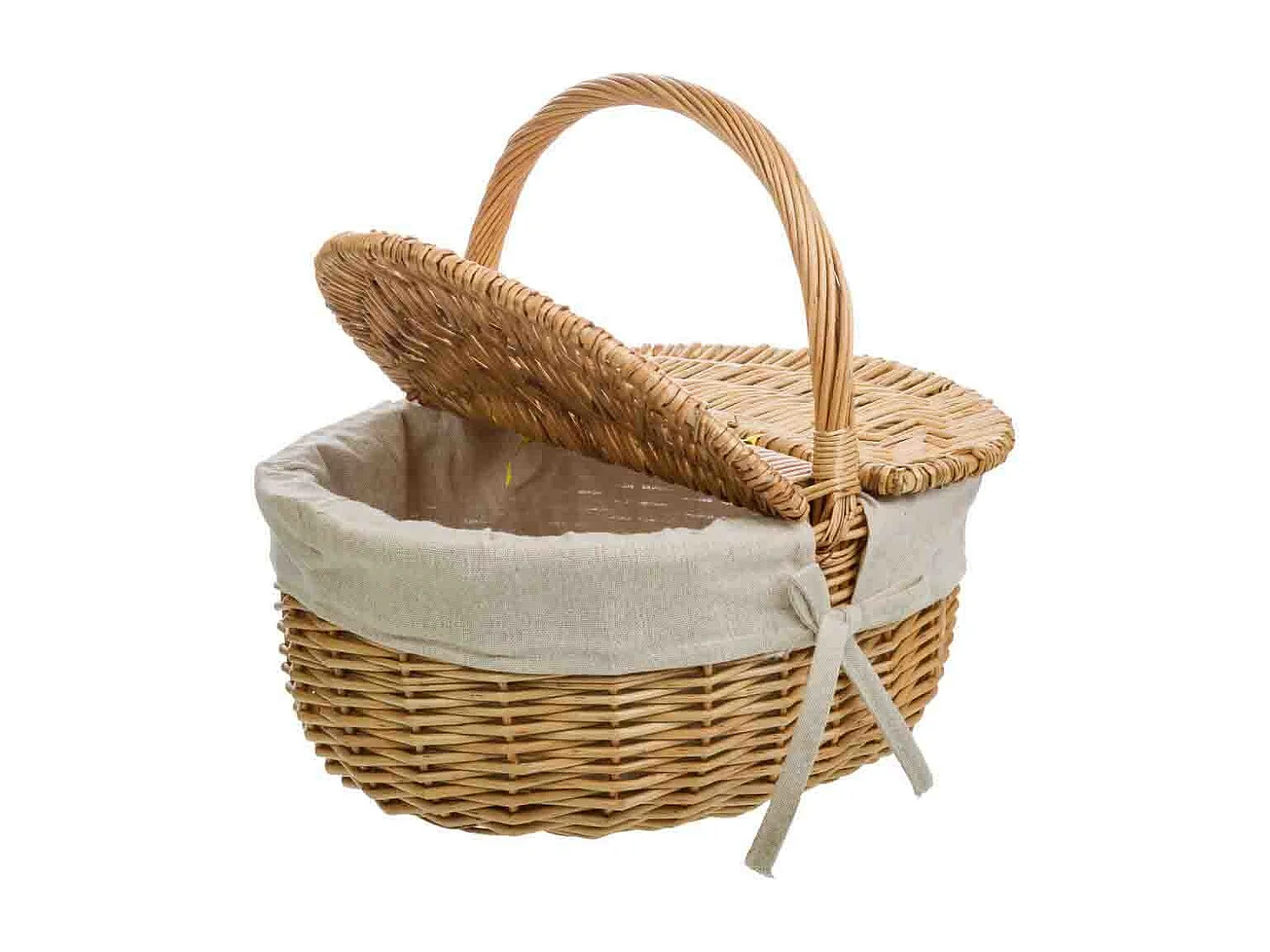 Cesto vimini marrone foderato 35x28x14,5/31h cm