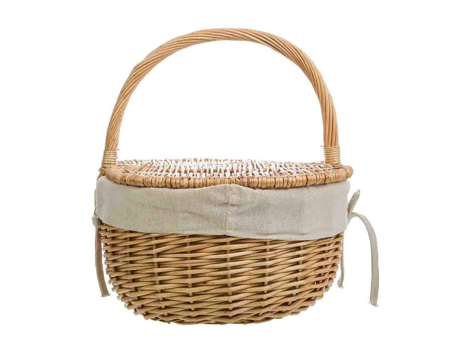 Cesto vimini marrone foderato 35x28x14,5/31h cm