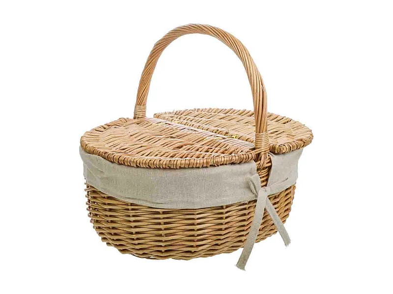 Cesto de vime castanho forrado 35x28x14,5/31