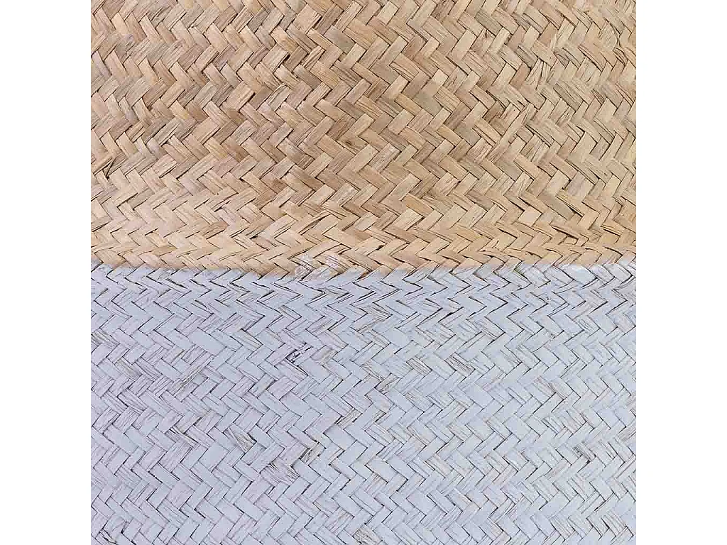 Panier naturel avec anses, peinture blanche, D40x36/48h cm