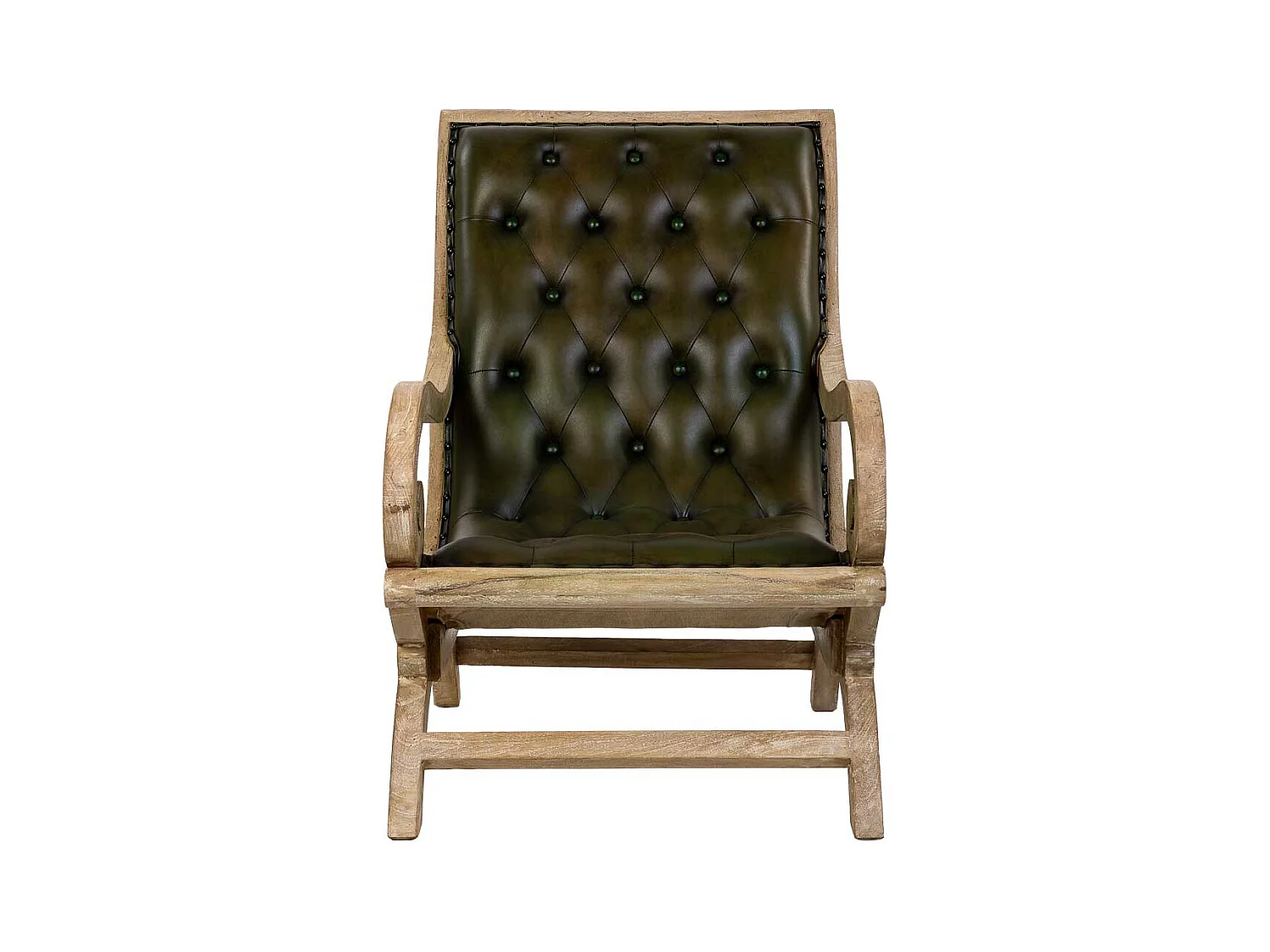 Poltrona em madeira estofada em pele cinzenta, 65x98x94h cm