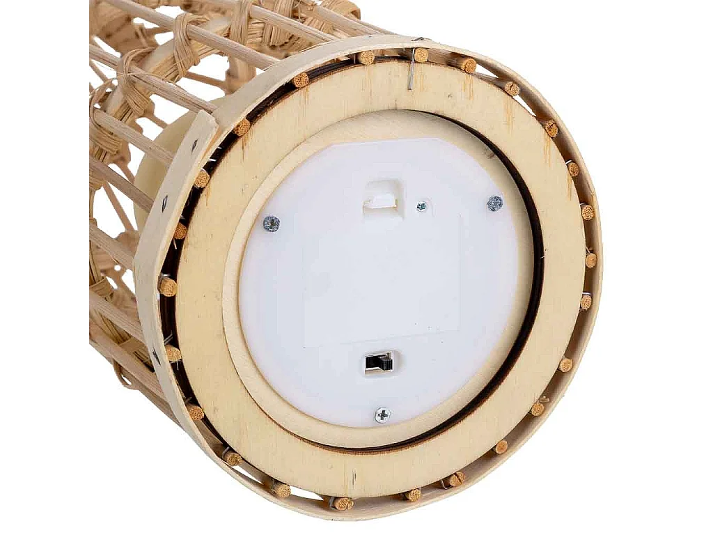 Vaso de vime entrançado com vela natural operada por bateria, D14x44,5h cm