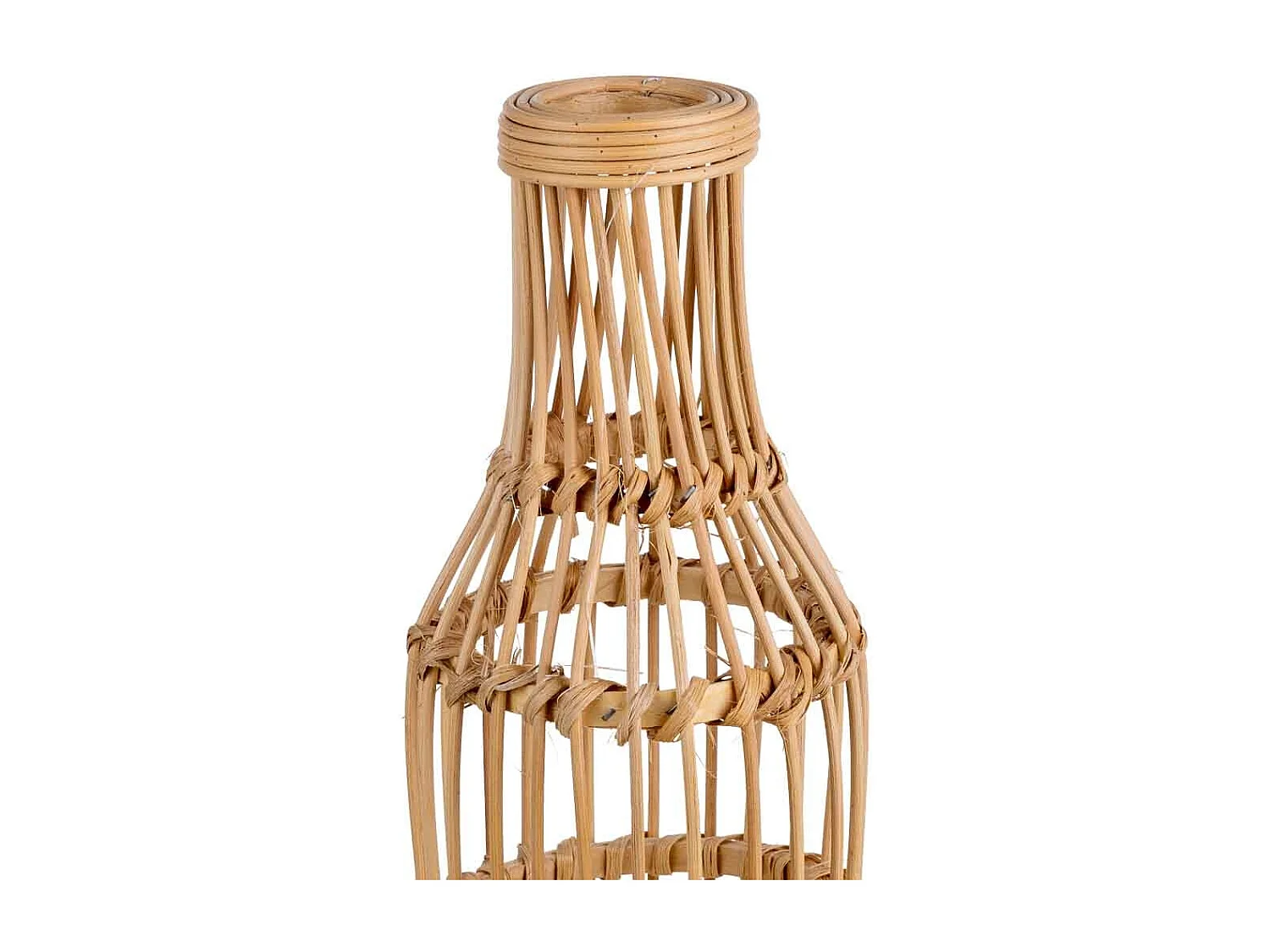 Vaso de vime entrançado com vela natural operada por bateria, D14x44,5h cm