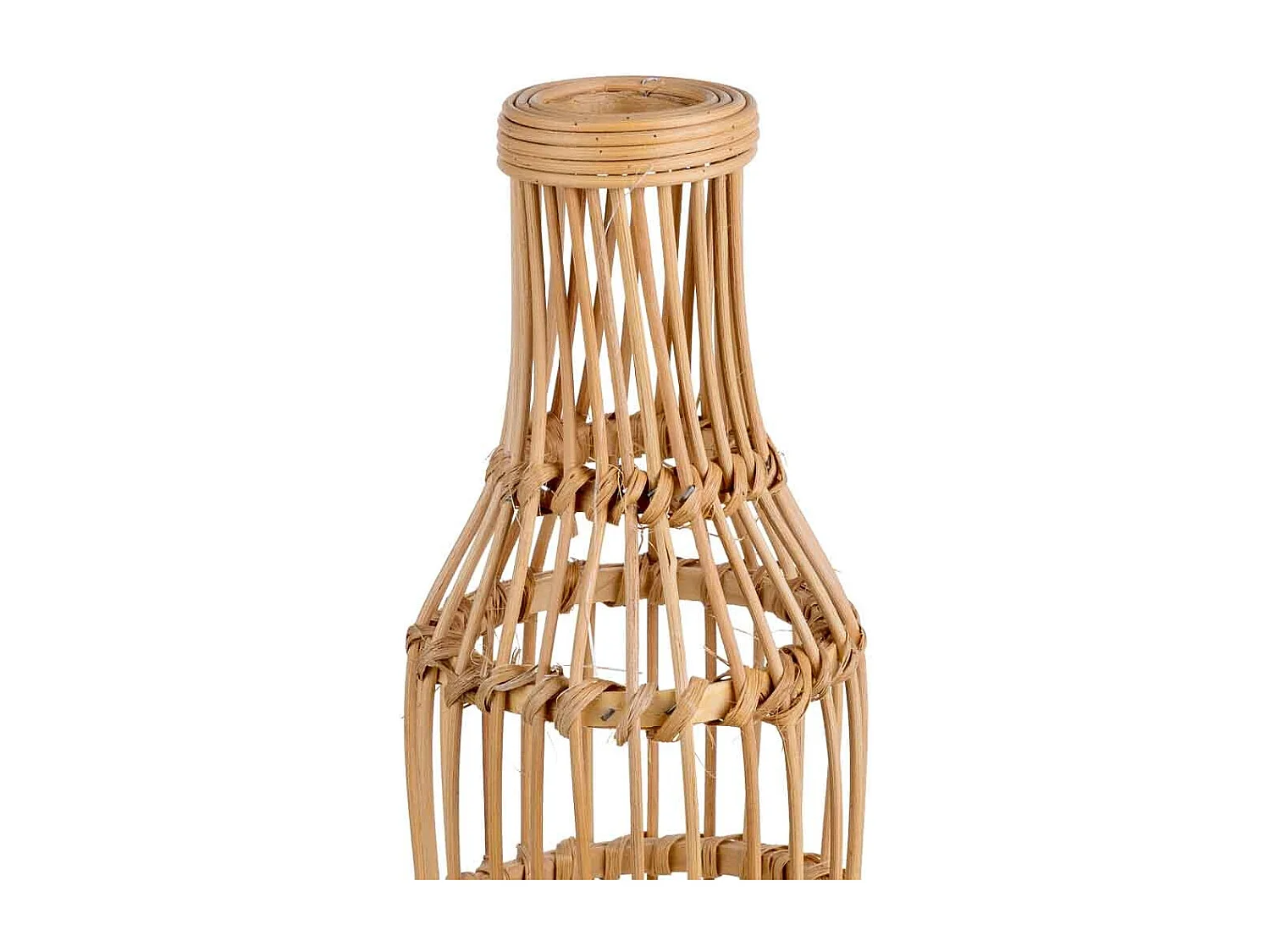 Vaso in rattan intrecciato con candela naturale a batteria, D14x44,5h cm