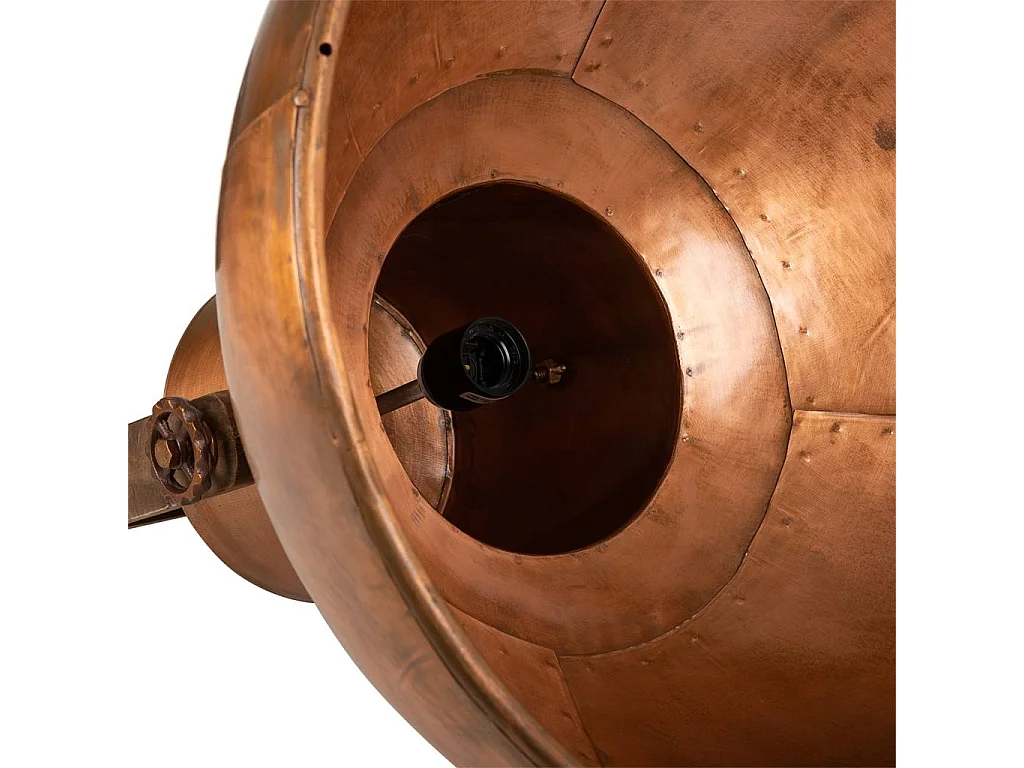 Candeeiro de teto em metal cobre, 30x30x50h cm