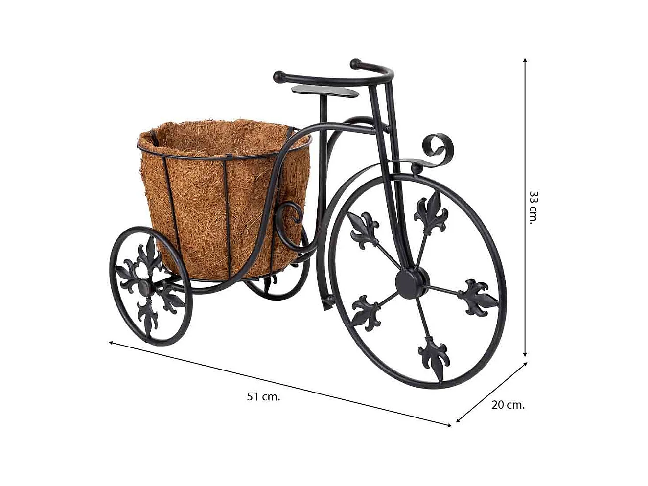 Suporte para bicicleta preto, 51x20x33h cm