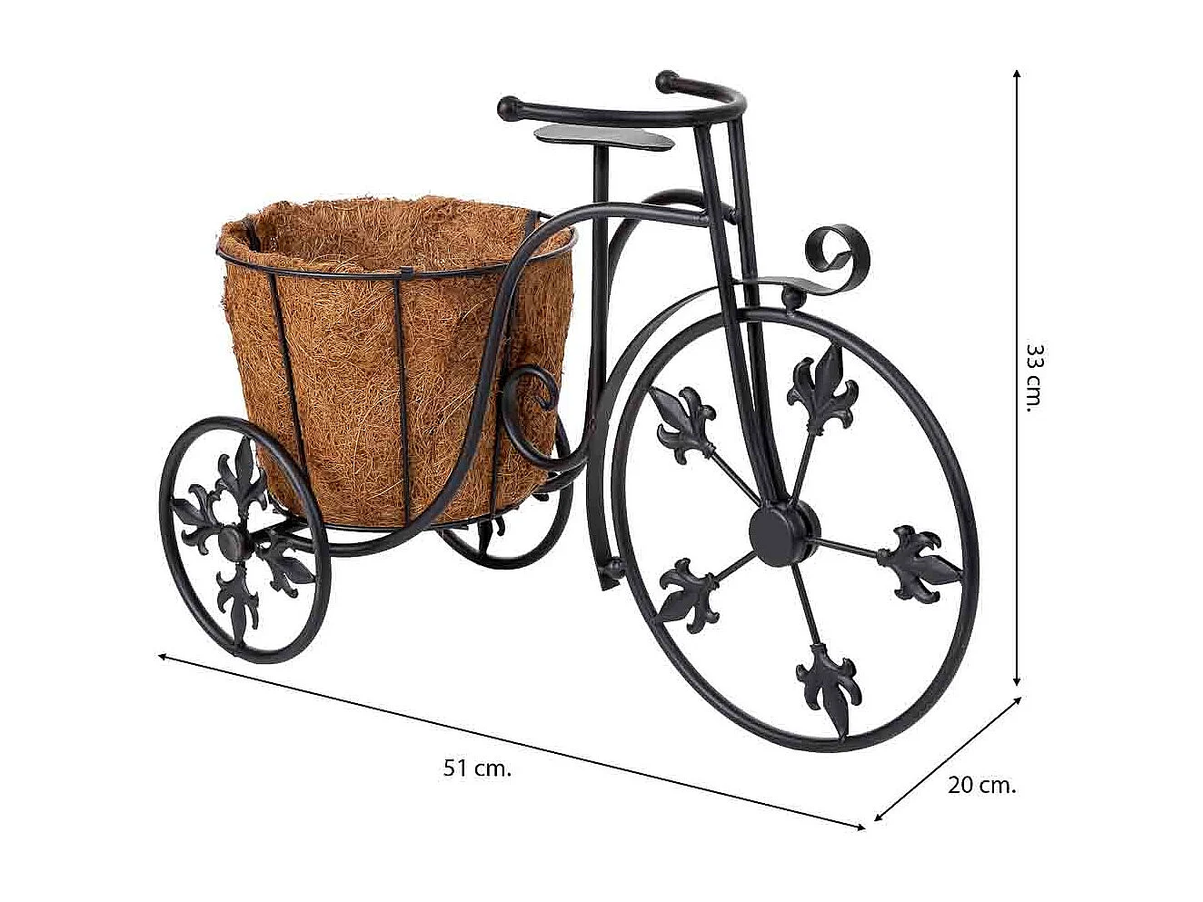 Schwarzer Fahrrad-Pflanzständer, 51x20x33h cm