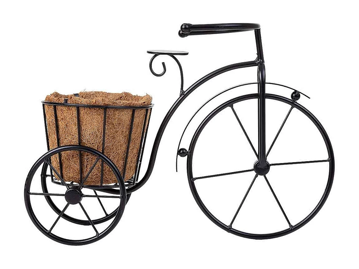 Schwarzer Fahrrad-Pflanzständer, 40x15x29h cm