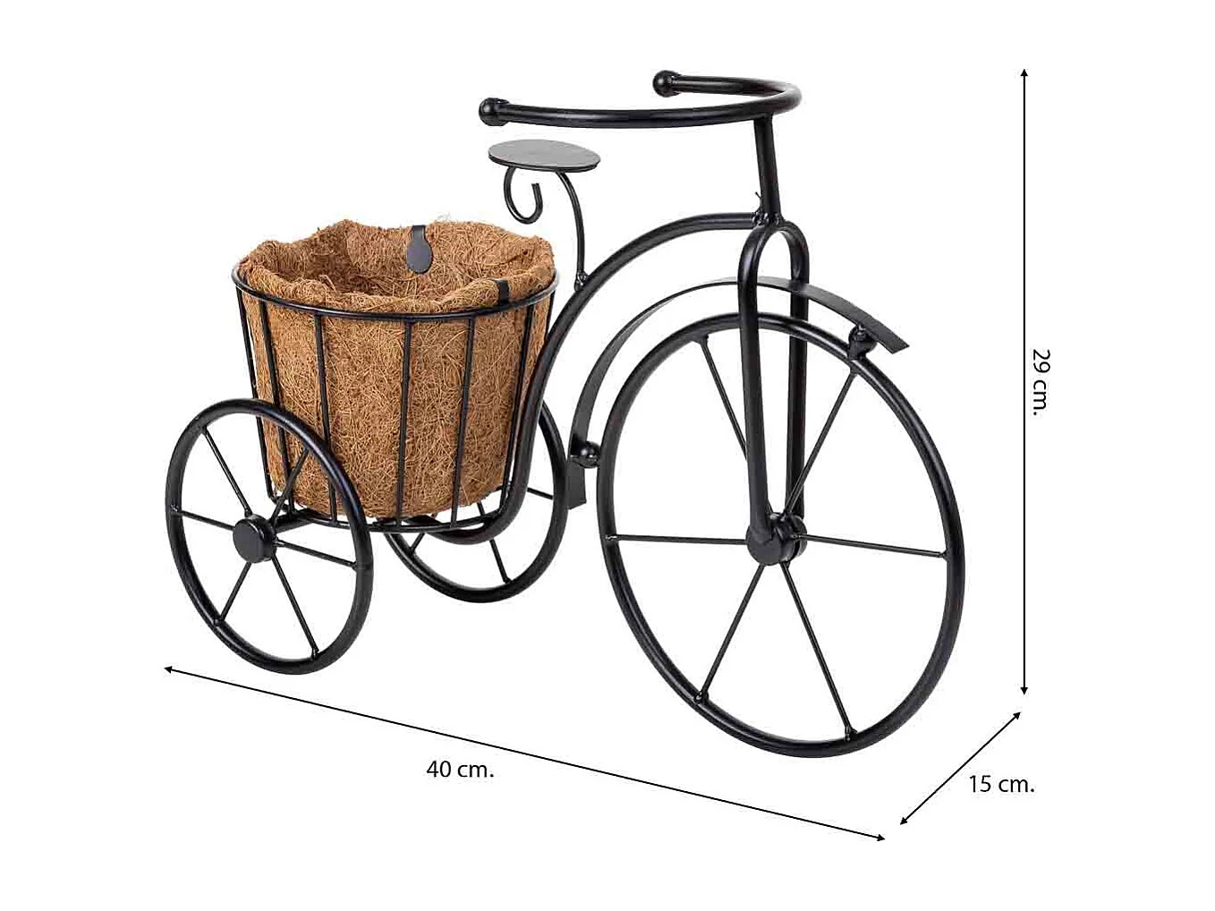 Schwarzer Fahrrad-Pflanzständer, 40x15x29h cm