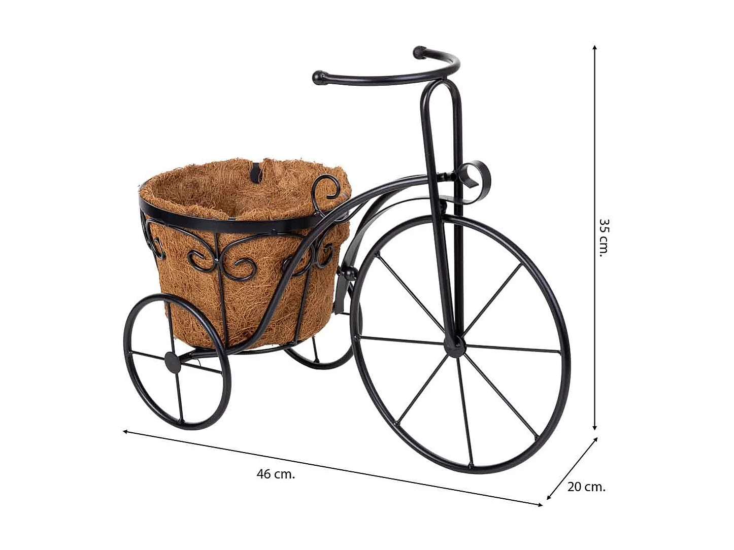 Support de jardinière pour vélo noir, 46x20x35h cm