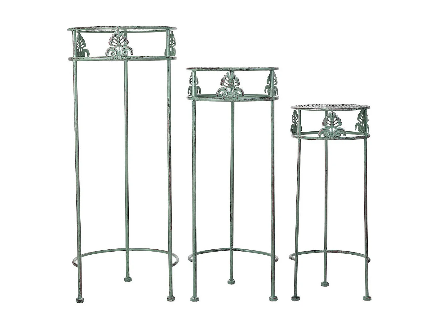 Soporte para macetas negro, 3 piezas, 28x28x69-24x24x59-20x20x49h cm