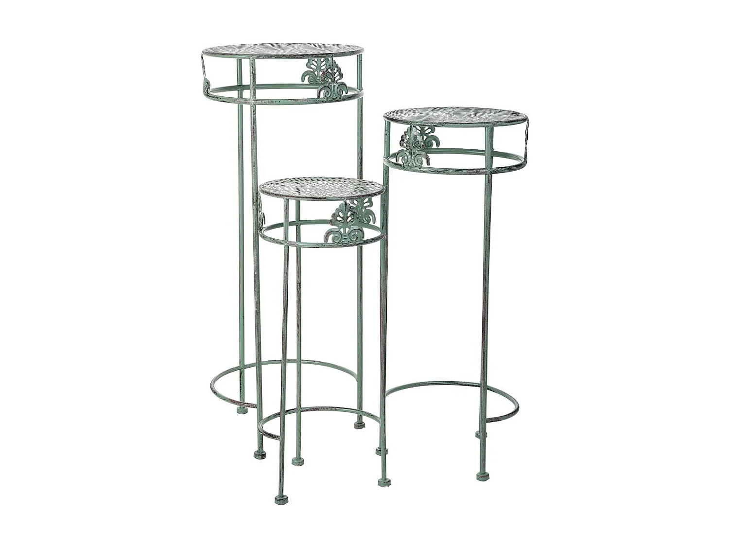 Soporte para macetas negro, 3 piezas, 28x28x69-24x24x59-20x20x49h cm