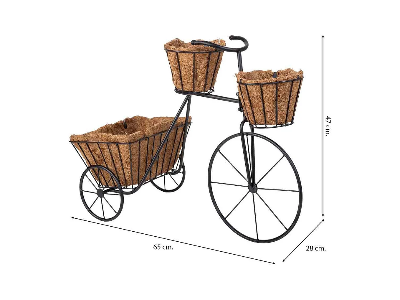 Suporte para bicicleta preto, 65x28x47h cm