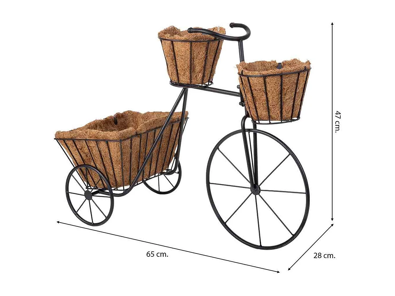 Suporte para bicicleta preto, 65x28x47h cm