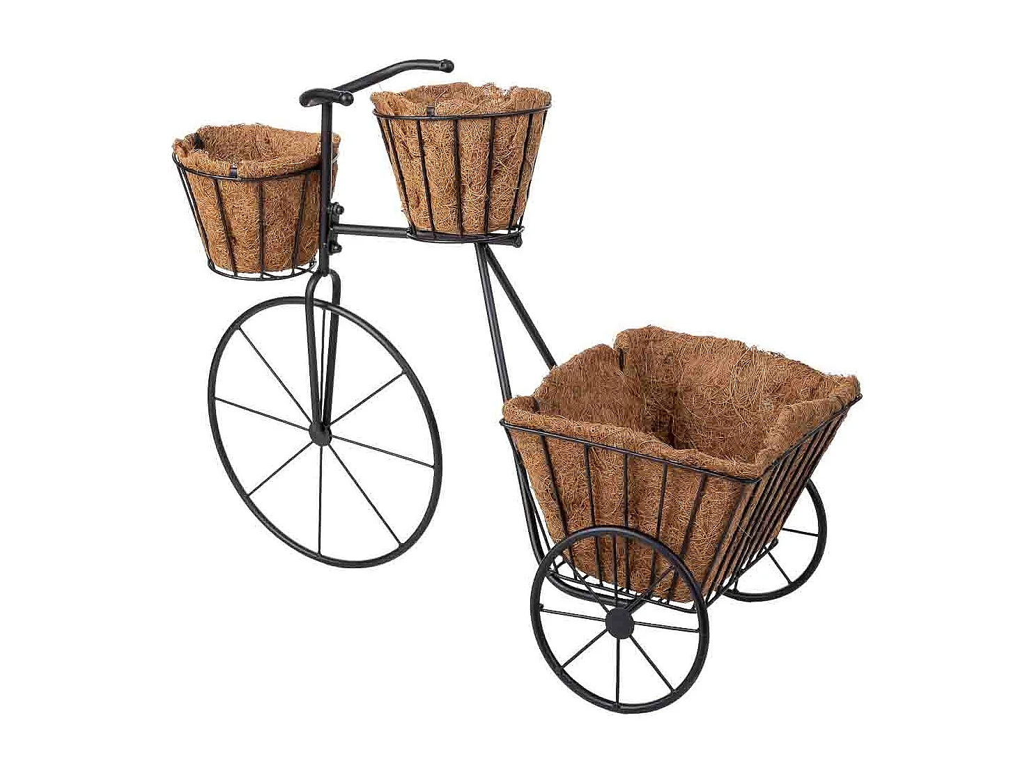 Schwarzer Fahrrad-Pflanzständer, 65 x 28 x 47 cm