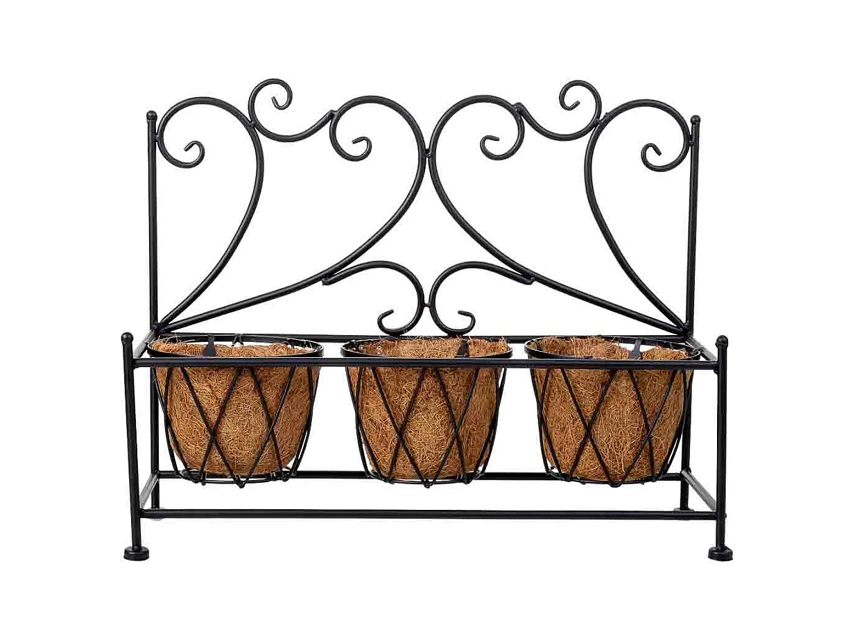 Support de pot de fleurs noir, 52x17x37,50h cm