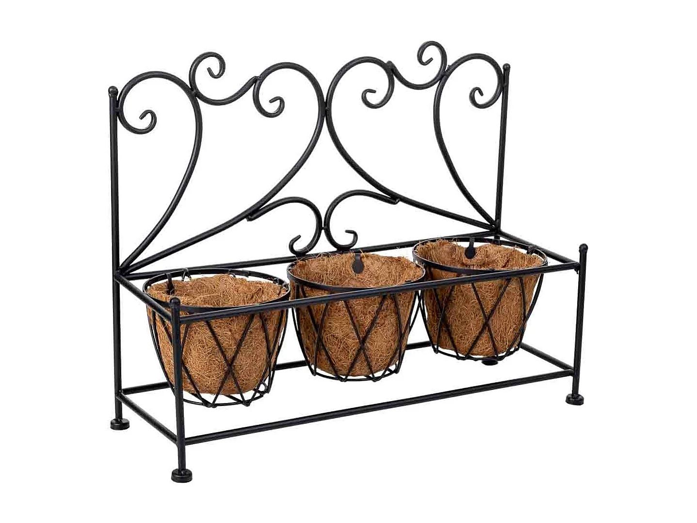 Support de pot de fleurs noir, 52x17x37,50h cm