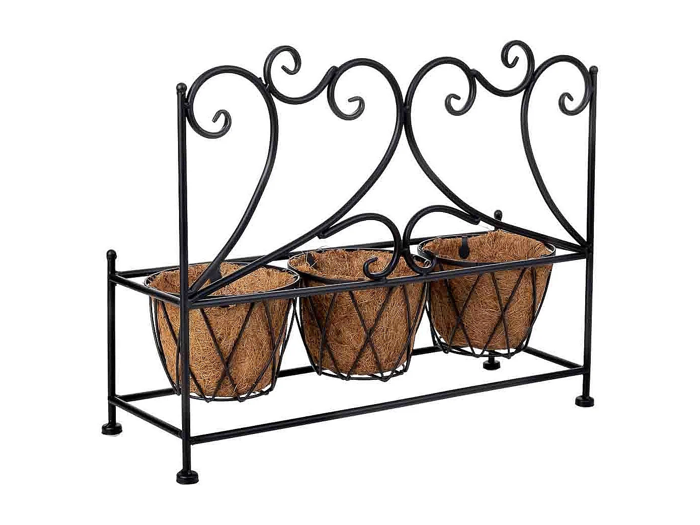 Support de pot de fleurs noir, 52x17x37,50h cm