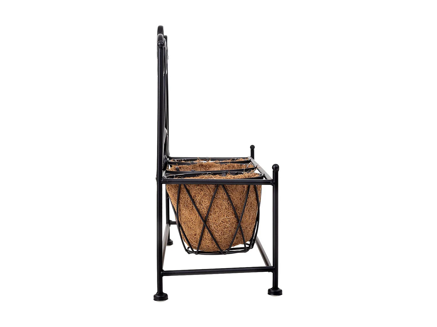 Support de pot de fleurs noir, 52x17x37,50h cm