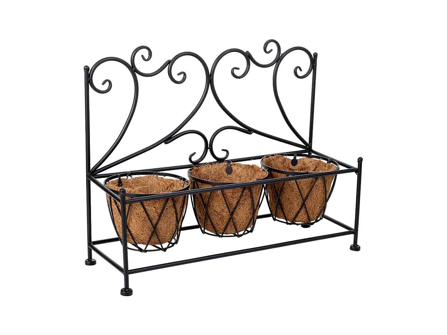 Suporte para vasos de flores preto, 52x17x37,50h cm