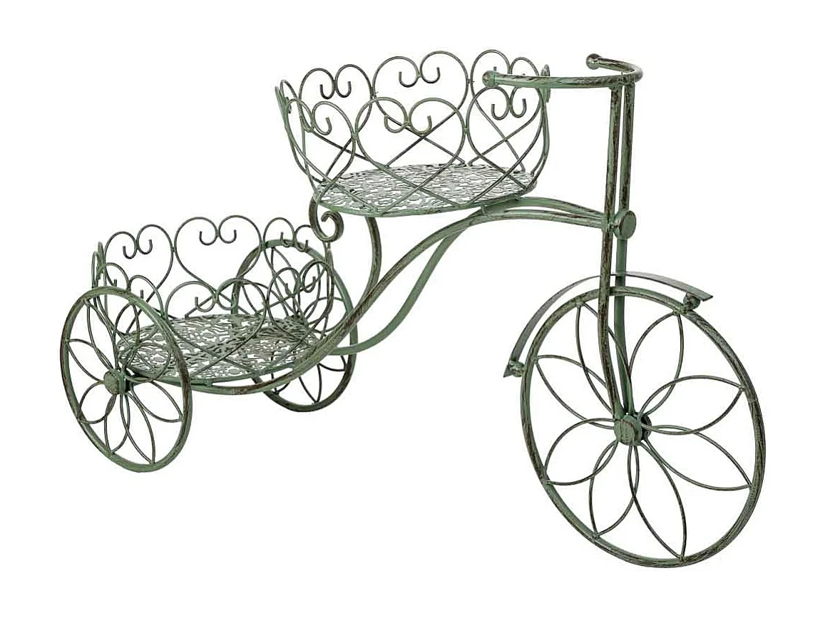 Suporte para vasos de flores verde, 67x21x38h cm