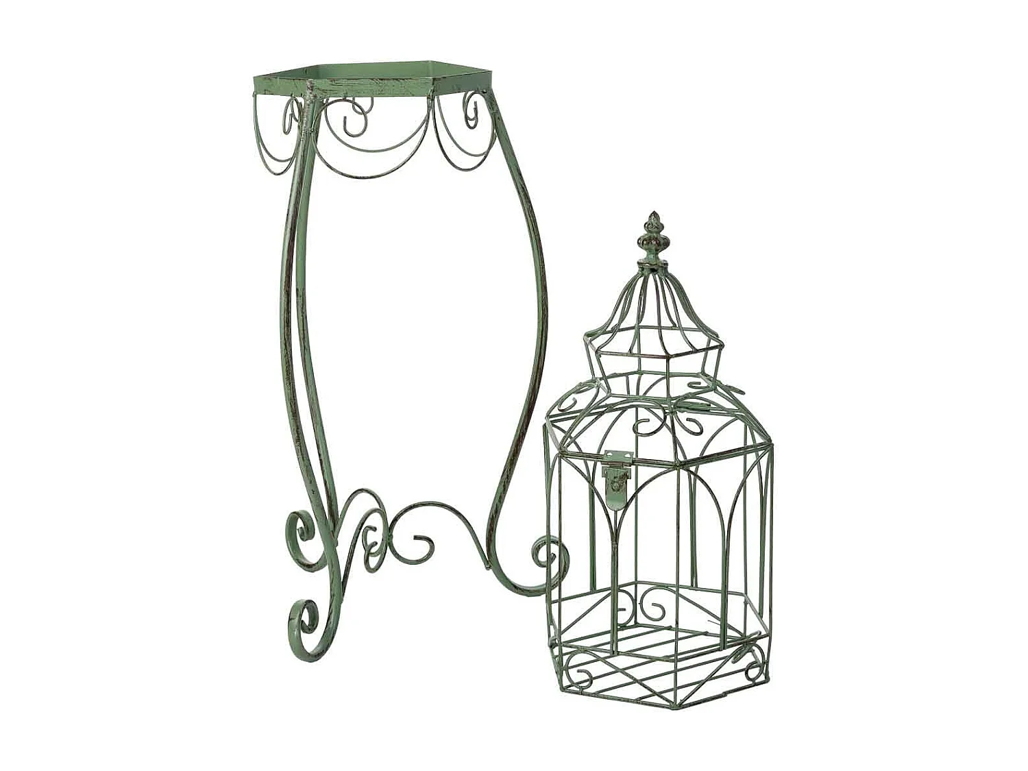 Cage décorative verte, 25x25x87h cm