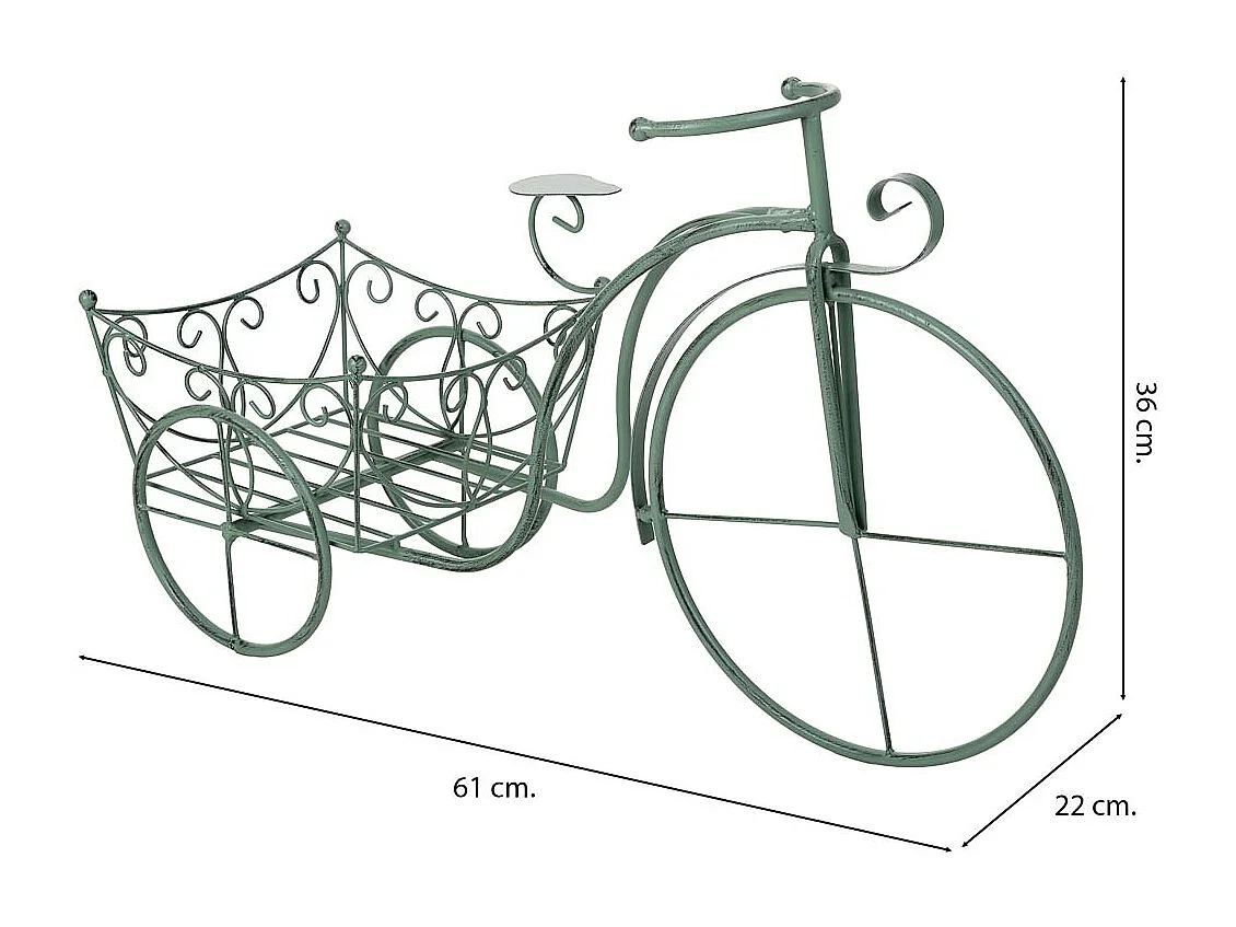 Suporte para vasos de flores verde, 61x22x36h cm
