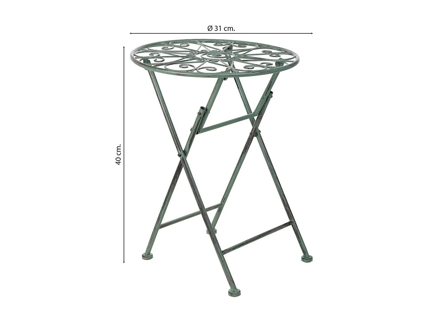 Suporte para vasos em ferro forjado preto, 31x31x40h cm