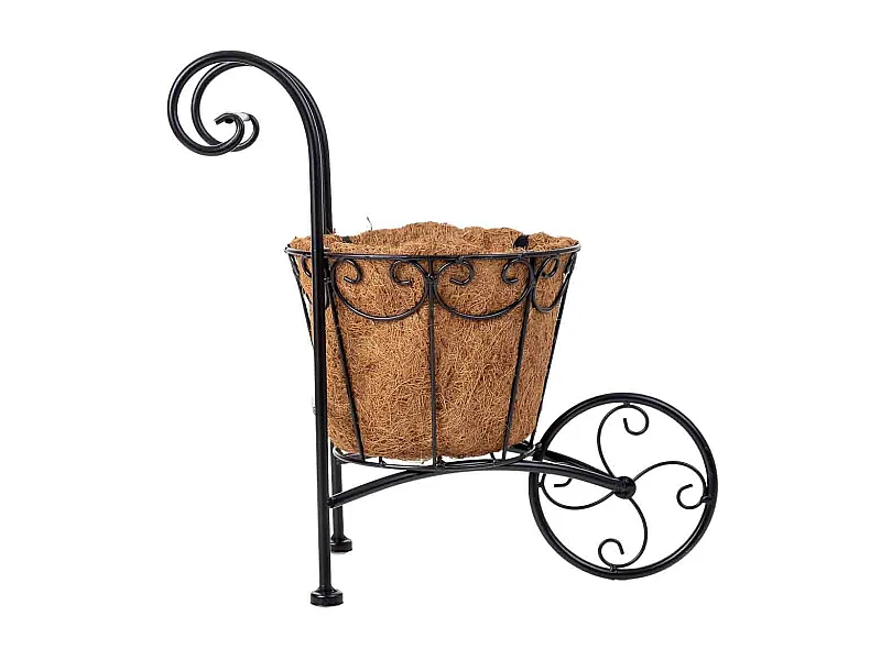 Support de jardinière à roulettes noir, 26x16x35,50h cm