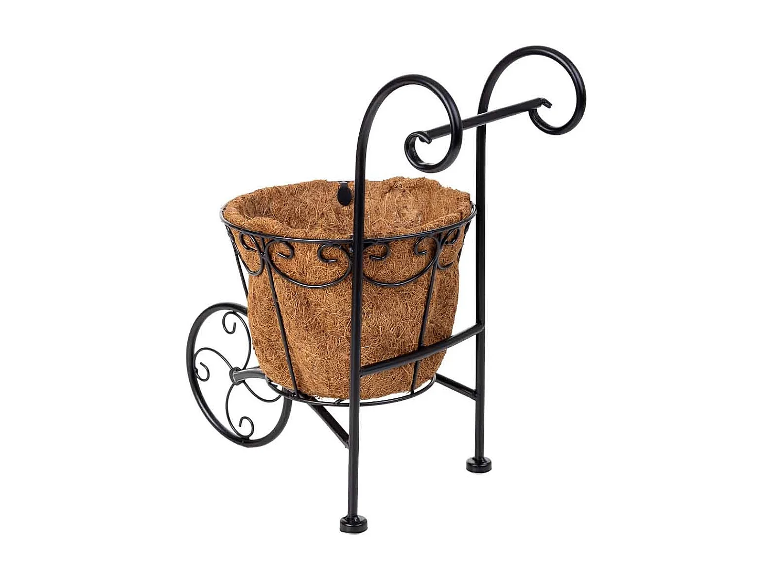 Soporte macetero carro negro, 26x16x35,50h cm