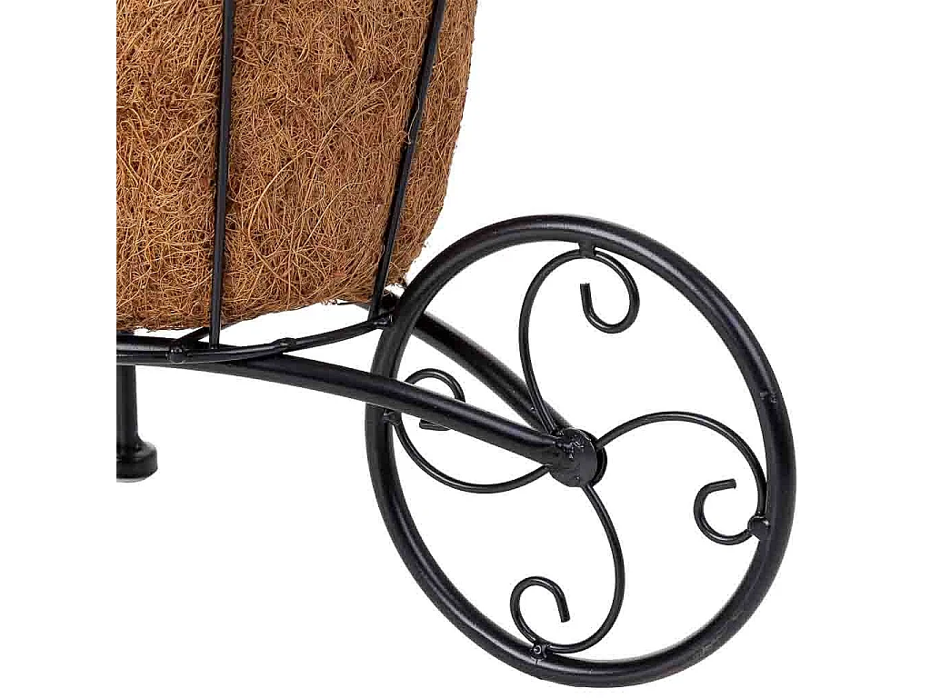 Suporte para floreira carrinho preto, 26x16x35,50h cm