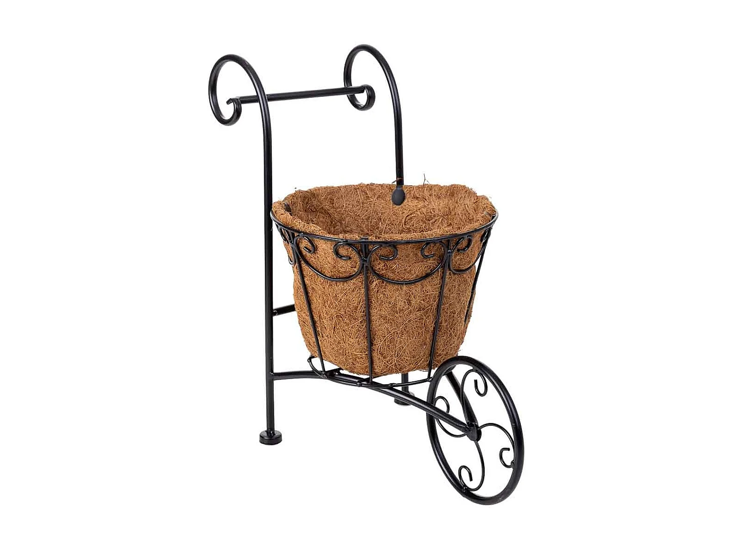 Soporte macetero carro negro, 26x16x35,50h cm