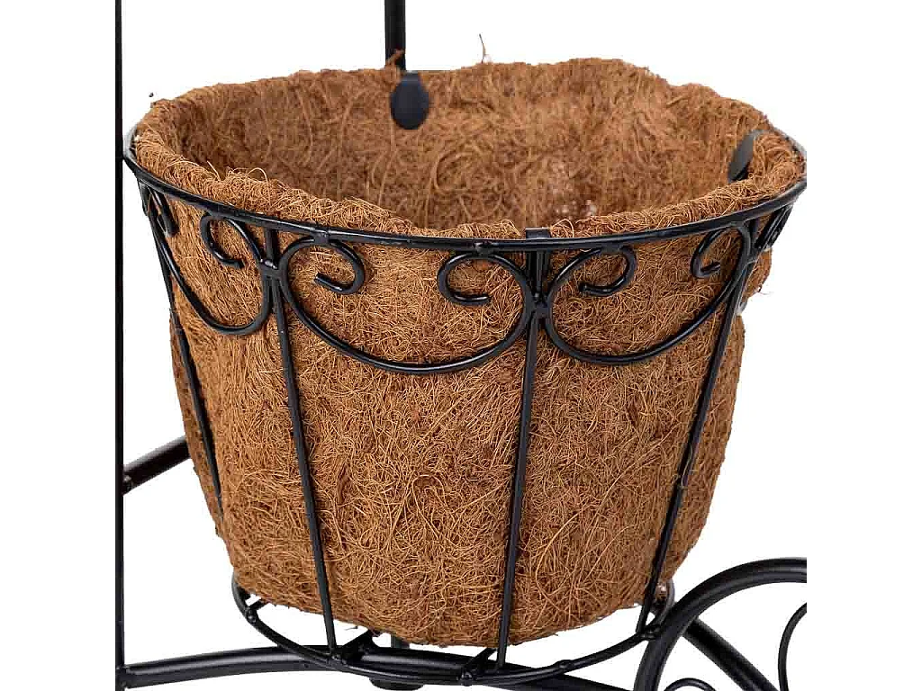 Soporte macetero carro negro, 26x16x35,50h cm