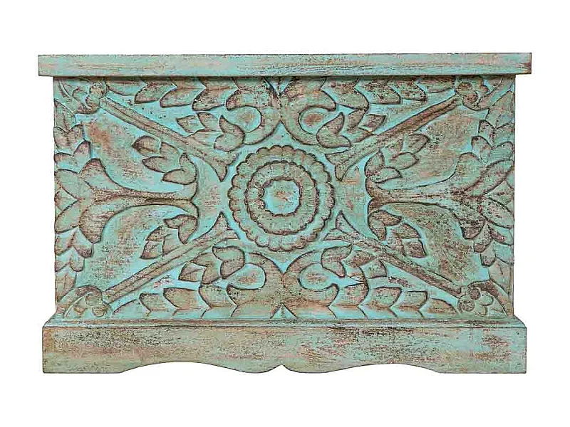 Baú de madeira azul, 71x44x47h cm