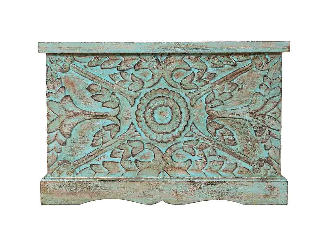 Baú de madeira azul, 71x44x47h cm