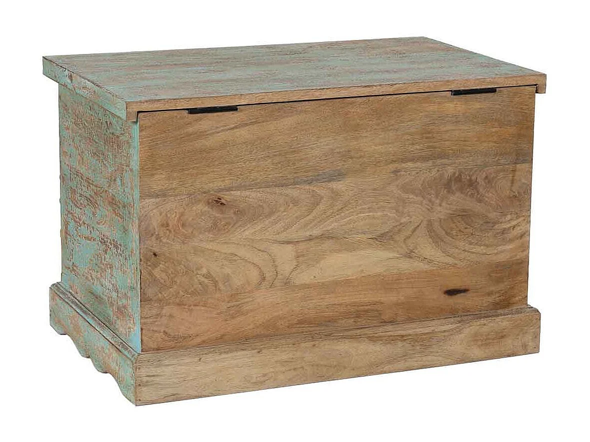 Baul de madera azul 71x44x47