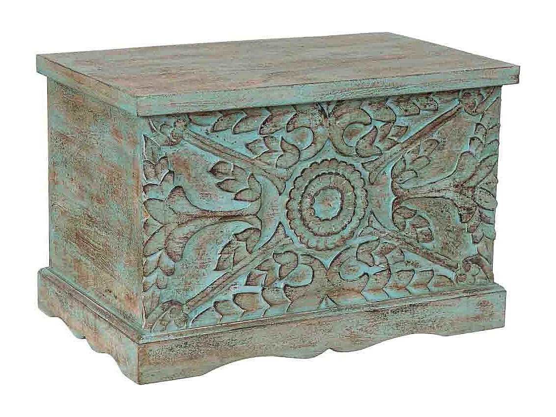 Coffre en bois bleu 71x44x47